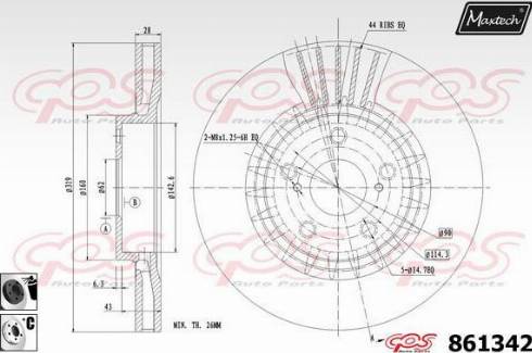 Maxtech 861342.6060 - Тормозной диск autospares.lv