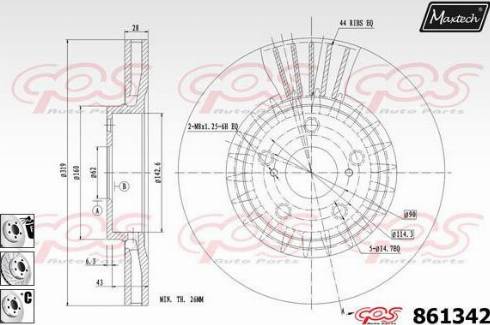 Maxtech 861342.6880 - Тормозной диск autospares.lv