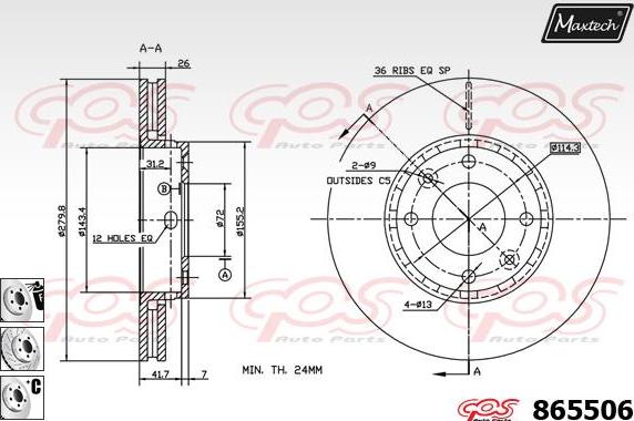 Maxtech 871114 - Тормозной диск autospares.lv