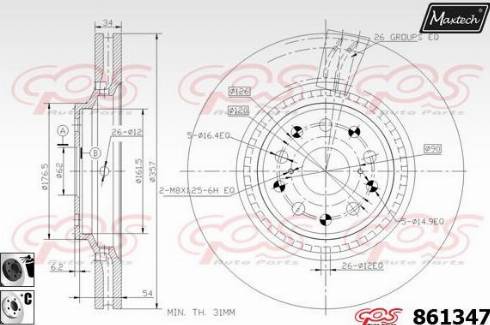 Maxtech 861347.6060 - Тормозной диск autospares.lv