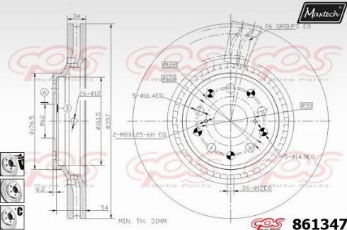 Maxtech 861347.6880 - Тормозной диск autospares.lv