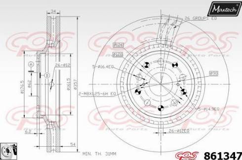 Maxtech 861347.0080 - Тормозной диск autospares.lv