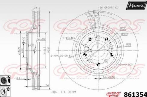 Maxtech 861354.6060 - Тормозной диск autospares.lv