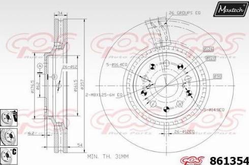 Maxtech 861354.6880 - Тормозной диск autospares.lv