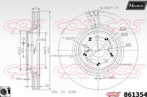 Maxtech 861354.0060 - Тормозной диск autospares.lv