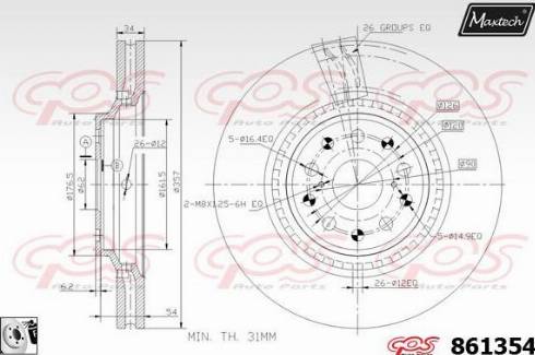 Maxtech 861354.0080 - Тормозной диск autospares.lv