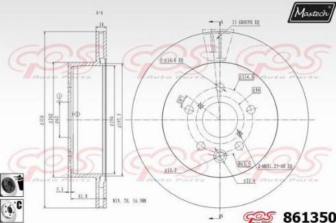 Maxtech 861350.6060 - Тормозной диск autospares.lv