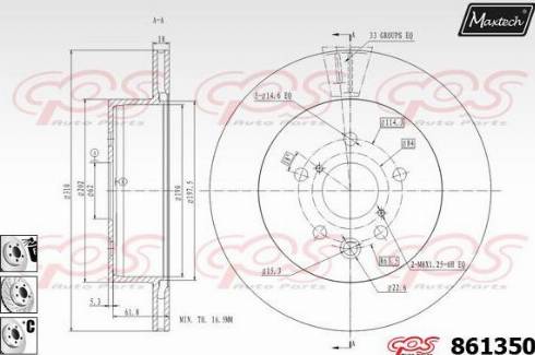 Maxtech 861350.6980 - Тормозной диск autospares.lv