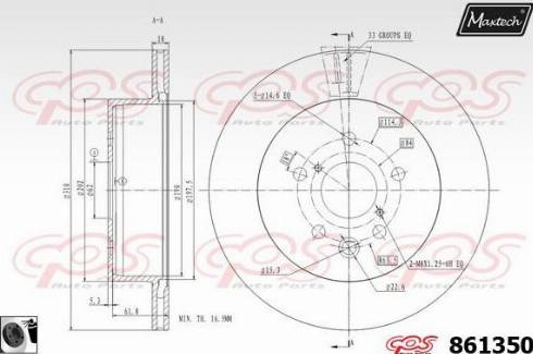 Maxtech 861350.0060 - Тормозной диск autospares.lv