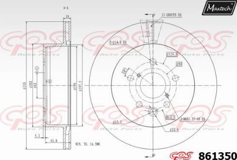 Maxtech 861350.0000 - Тормозной диск autospares.lv