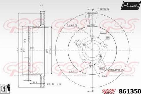 Maxtech 861350.0080 - Тормозной диск autospares.lv