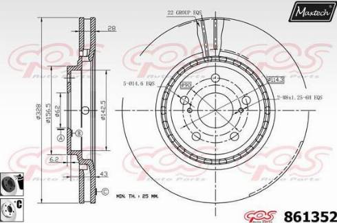 Maxtech 861352.6060 - Тормозной диск autospares.lv