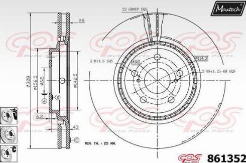 Maxtech 861352.6880 - Тормозной диск autospares.lv