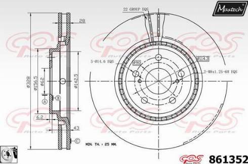 Maxtech 861352.0080 - Тормозной диск autospares.lv