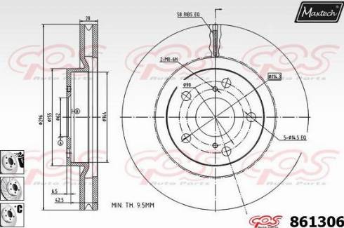 Maxtech 861306.6880 - Тормозной диск autospares.lv