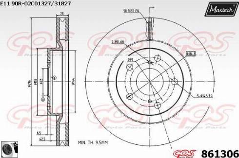 Maxtech 861306.0060 - Тормозной диск autospares.lv