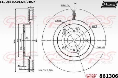 Maxtech 861306.0000 - Тормозной диск autospares.lv