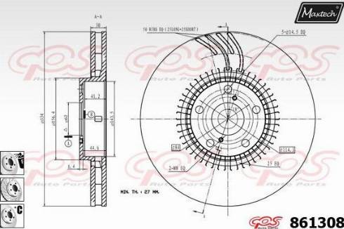 Maxtech 861308.6880 - Тормозной диск autospares.lv