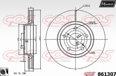 Maxtech 861307.0060 - Тормозной диск autospares.lv