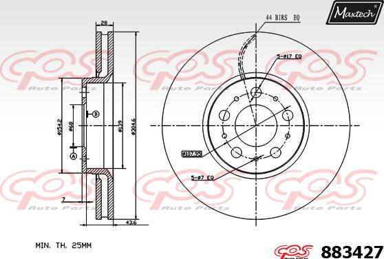 Maxtech 861307 - Тормозной диск autospares.lv