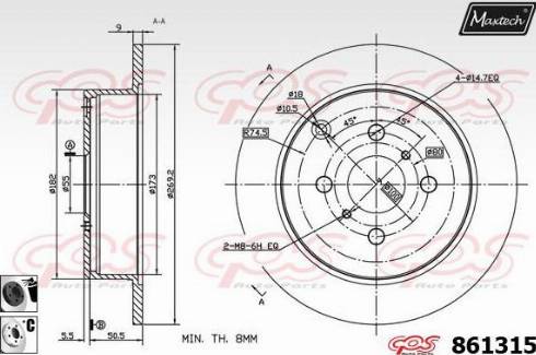 Maxtech 861315.6060 - Тормозной диск autospares.lv