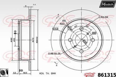 Maxtech 861315.0060 - Тормозной диск autospares.lv