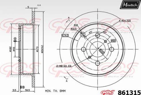 Maxtech 861315.0000 - Тормозной диск autospares.lv