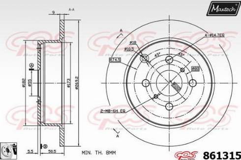 Maxtech 861315.0080 - Тормозной диск autospares.lv