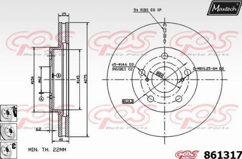 Maxtech 861317.6980 - Тормозной диск autospares.lv