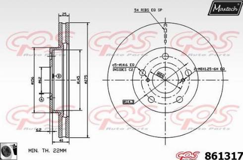 Maxtech 861317.0060 - Тормозной диск autospares.lv