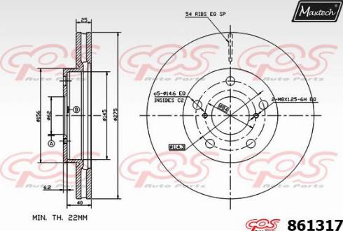 Maxtech 861317.0000 - Тормозной диск autospares.lv