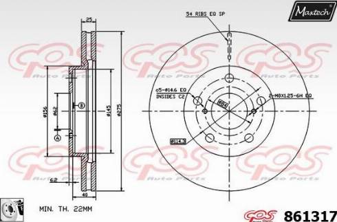 Maxtech 861317.0080 - Тормозной диск autospares.lv