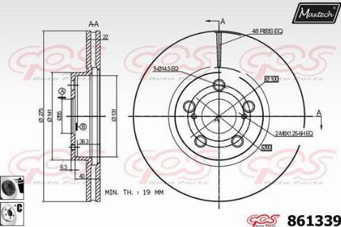 Maxtech 861339.6060 - Тормозной диск autospares.lv