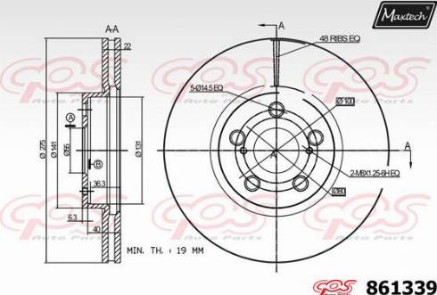 Maxtech 861339.0000 - Тормозной диск autospares.lv