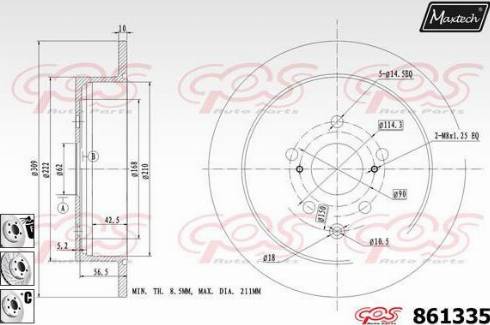 Maxtech 861335.6980 - Тормозной диск autospares.lv