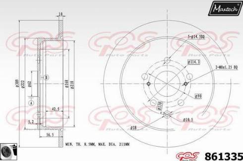 Maxtech 861335.0060 - Тормозной диск autospares.lv