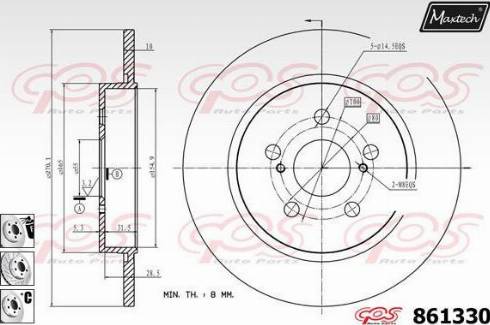 Maxtech 861330.6980 - Тормозной диск autospares.lv