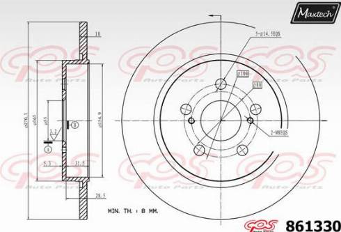 Maxtech 861330.0000 - Тормозной диск autospares.lv