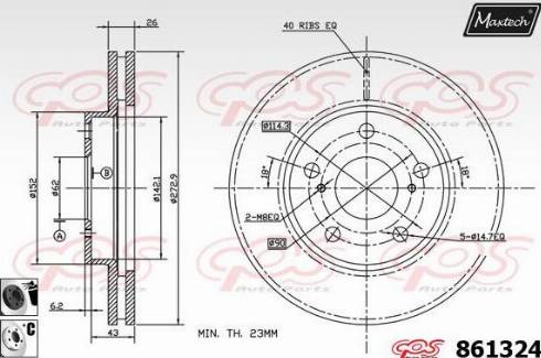 Maxtech 861324.6060 - Тормозной диск autospares.lv