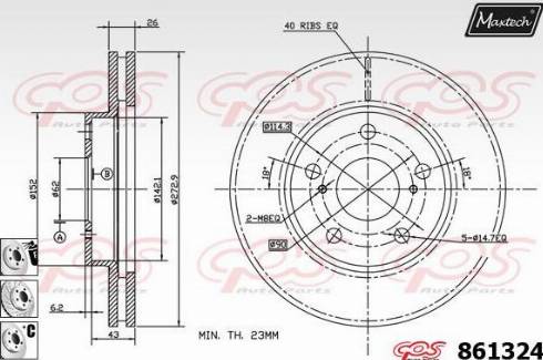 Maxtech 861324.6880 - Тормозной диск autospares.lv