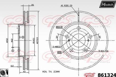 Maxtech 861324.0060 - Тормозной диск autospares.lv