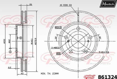 Maxtech 861324.0000 - Тормозной диск autospares.lv