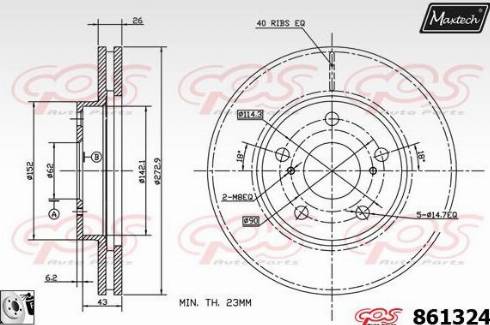 Maxtech 861324.0080 - Тормозной диск autospares.lv