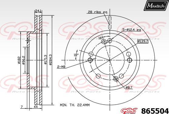 Maxtech 861324 - Тормозной диск autospares.lv