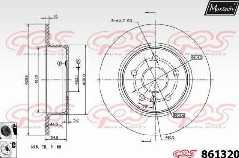 Maxtech 861320.6060 - Тормозной диск autospares.lv