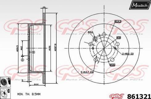 Maxtech 861321.6060 - Тормозной диск autospares.lv