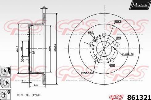 Maxtech 861321.6880 - Тормозной диск autospares.lv