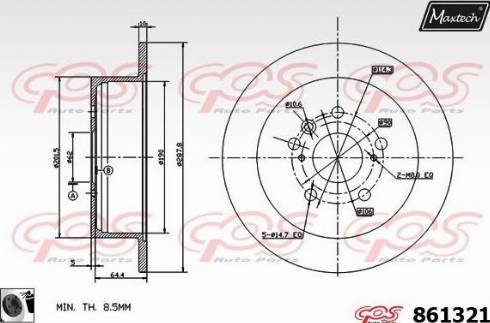 Maxtech 861321.0060 - Тормозной диск autospares.lv