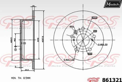 Maxtech 861321.0000 - Тормозной диск autospares.lv