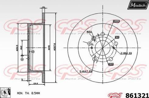 Maxtech 861321.0080 - Тормозной диск autospares.lv